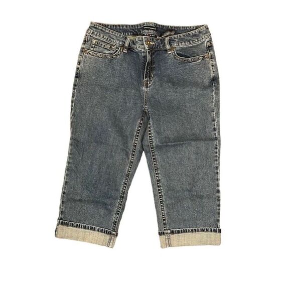 Axcess Women's Denim Capris Cuffed Stretch Flap Pockets size 12 - Picture 1 of 6